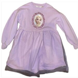 Girls HM Purple Long Sleeve Sweater Dress Elsa Character Print 8/10 Oversized